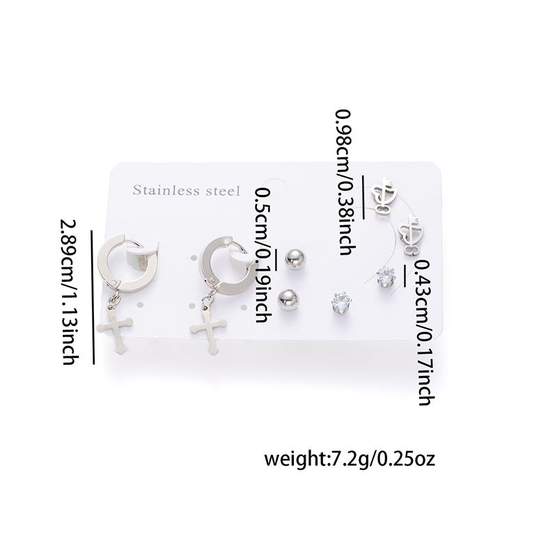 Fashion Simple Titanium Steel Earrings Creative Cross Love Butterfly - Norellé