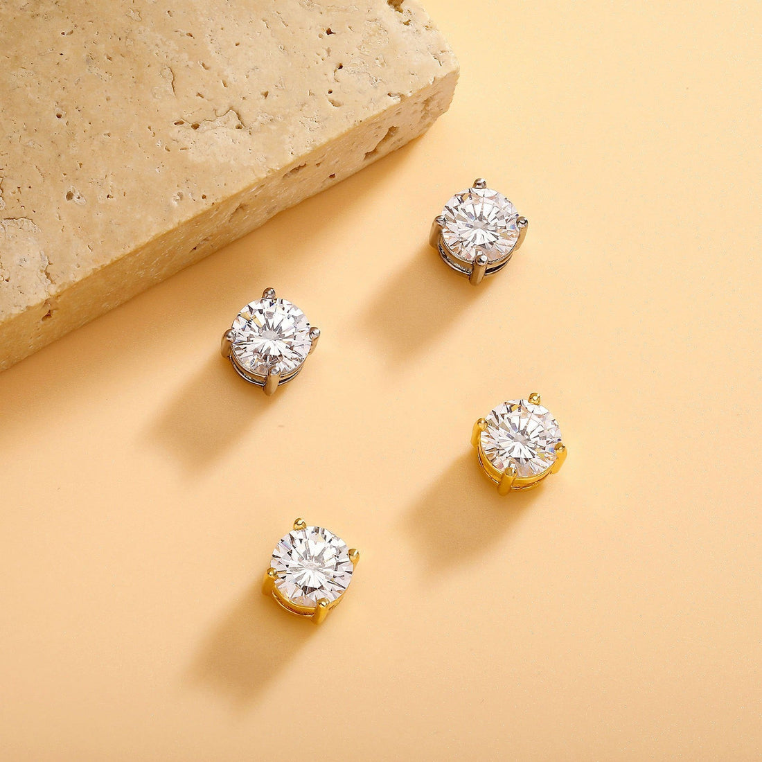 Gold-plated Micro-inlaid Round Zircon Ear Studs Earrings - Norellé