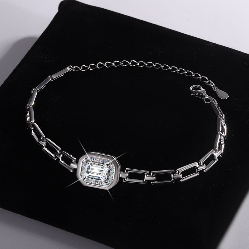 S925 Sterling Silver Moissanite Geometric Bracelet - Norellé
