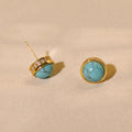 Natural Stone Stud Earrings Round Diamond Gold-plated Earrings - Norellé