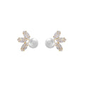 925 High-grade Three-petal Zircon Leaf Earrings - Norellé