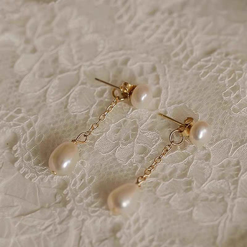Gentle Temperament 925 Silver Needle Pearl Earrings - Norellé