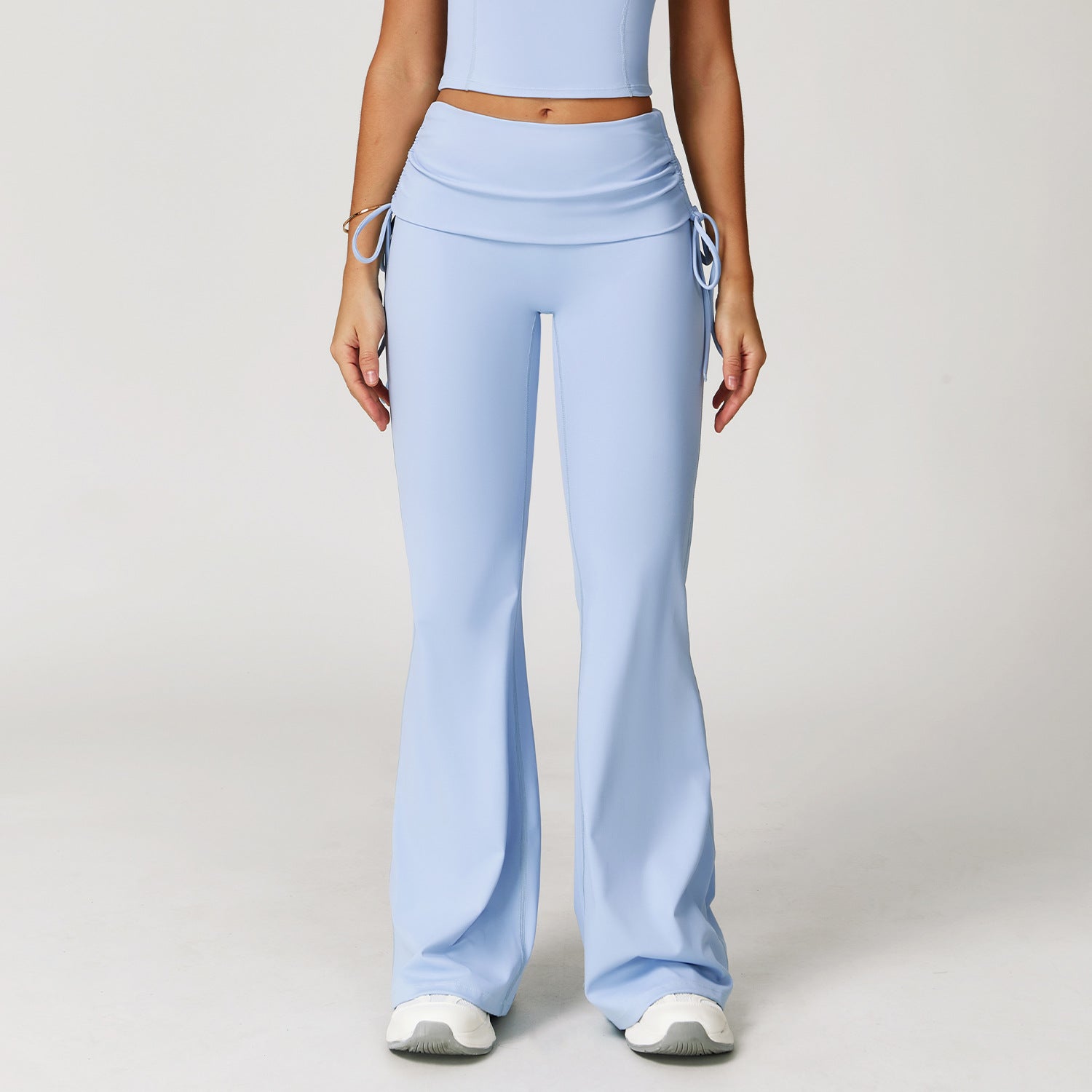 Fold High Waist Flared Pants Nude Feel Wide Leg Slimming Trousers Women - Norellé