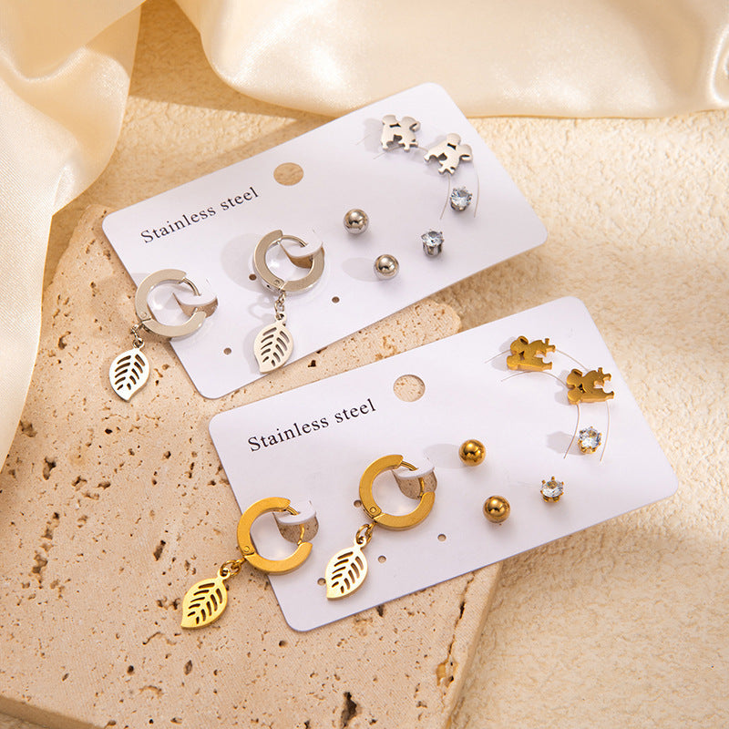 Fashion Simple Titanium Steel Earrings Creative Cross Love Butterfly - Norellé