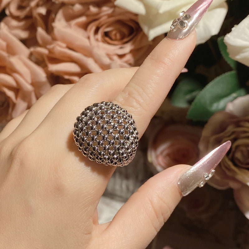 Hollow Ball Bracelet Suit Metallic White Gold Plated Eye-catching Ring - Norellé