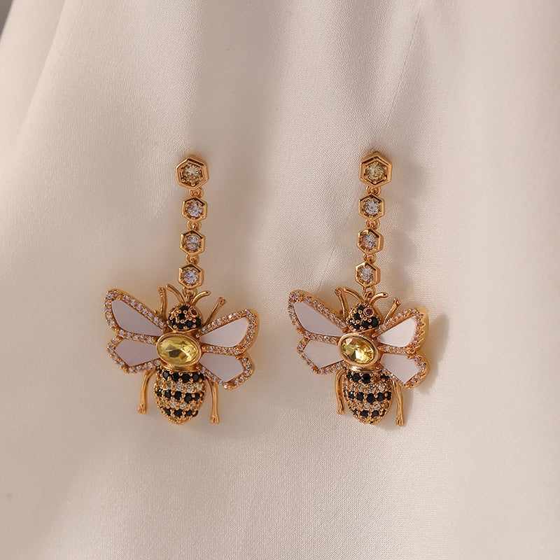 Women's Zircon Vintage Bee Earrings - Norellé