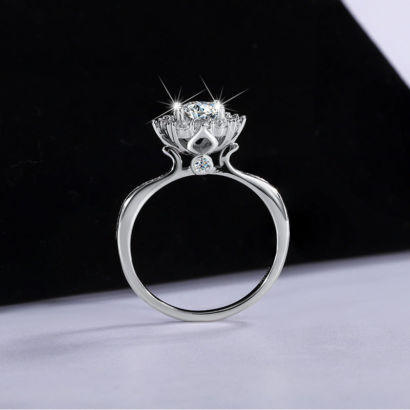 S925 Silver Moissanite Star River Diamond Ring Platinum Plated - Norellé