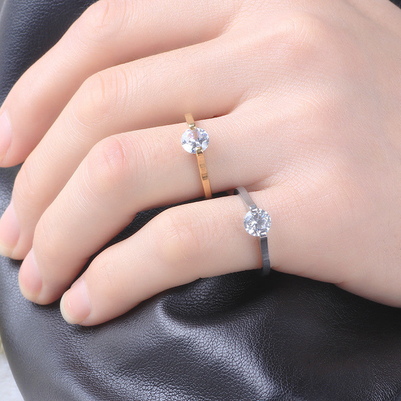 Fashion Diamond Ring Titanium Steel Ornament Simple Female Niche Jewelry Stainless Steel - Norellé