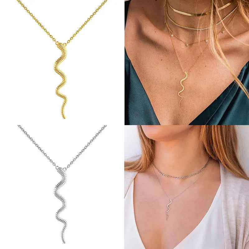 Simulated Snakes Tassel Earrings  Advanced Design Gold Snake Circle Necklace - Norellé