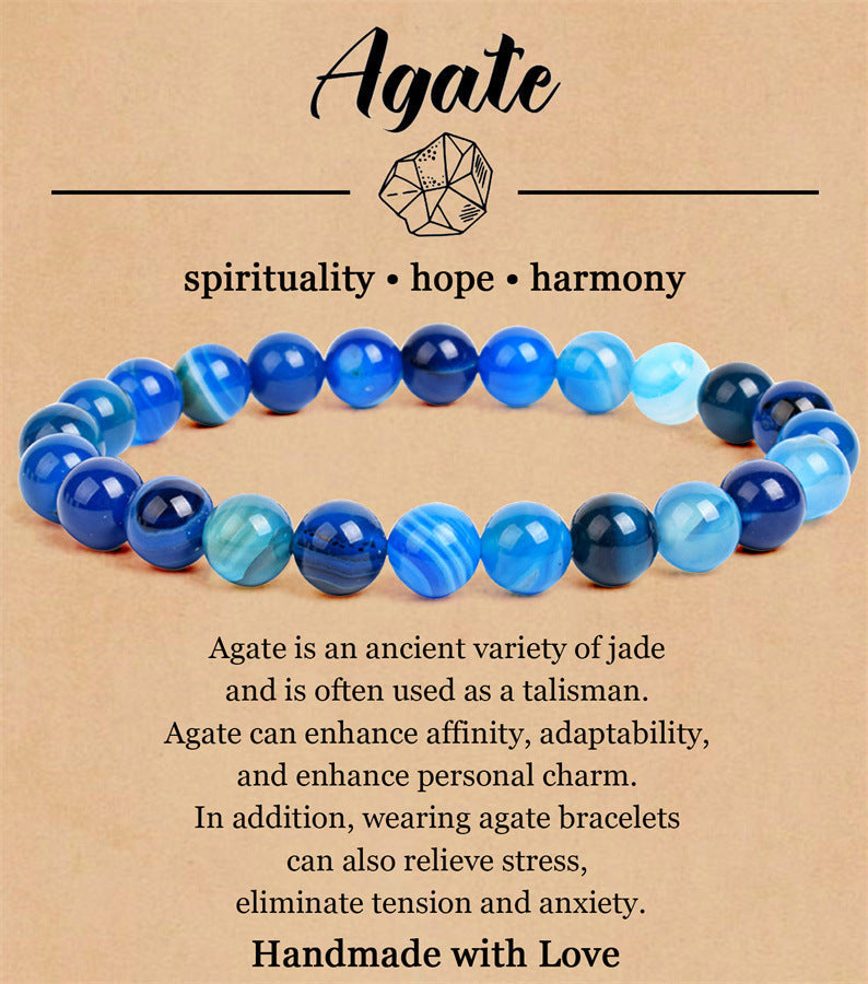 8mm Natural Stone Elastic Beaded Bracelet - Norellé