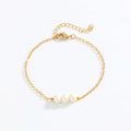 Gold Three Natural Freshwater Pearl Bracelet - Norellé