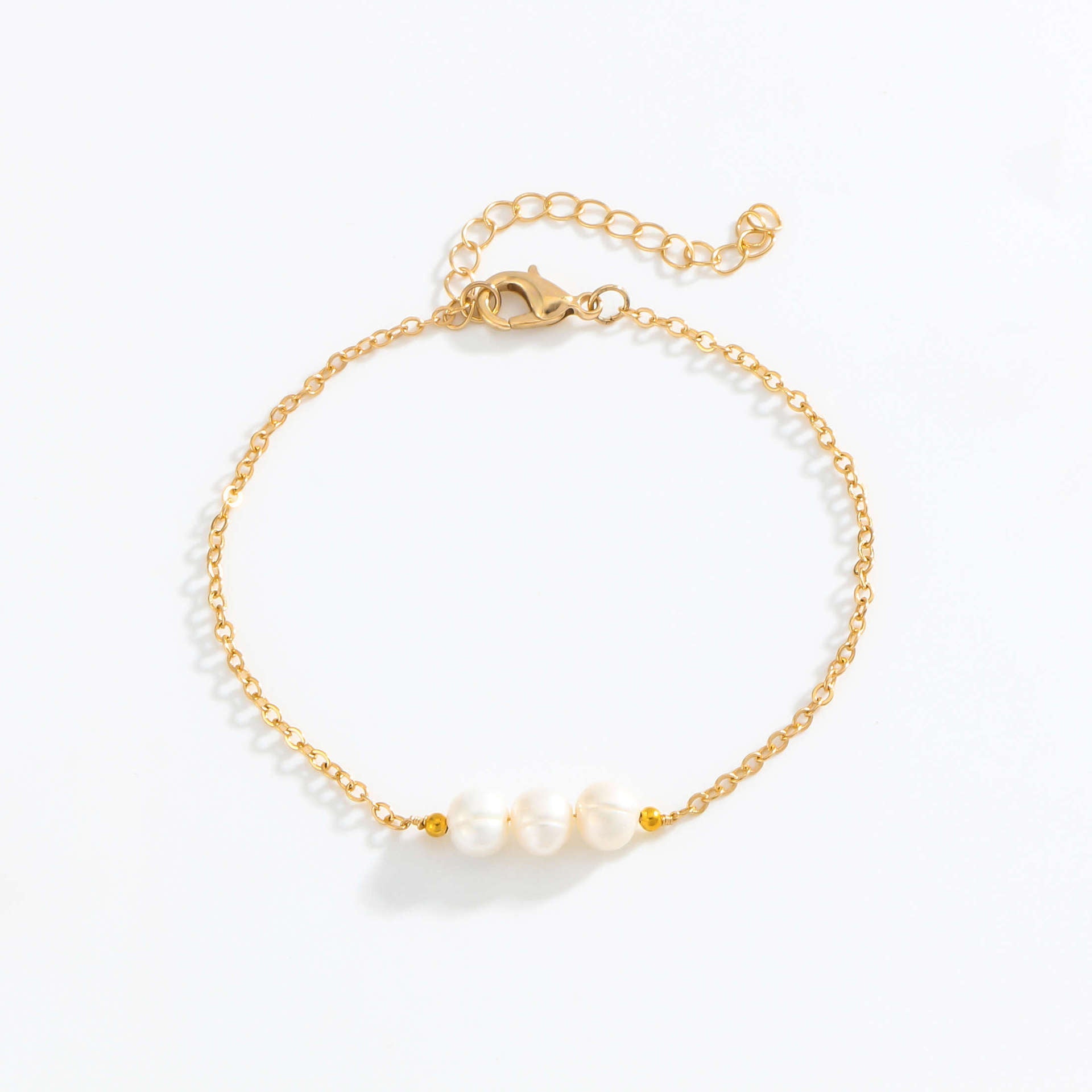 Gold Three Natural Freshwater Pearl Bracelet - Norellé