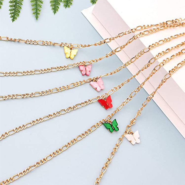 Simple Color Acrylic Butterfly Anklet - Norellé