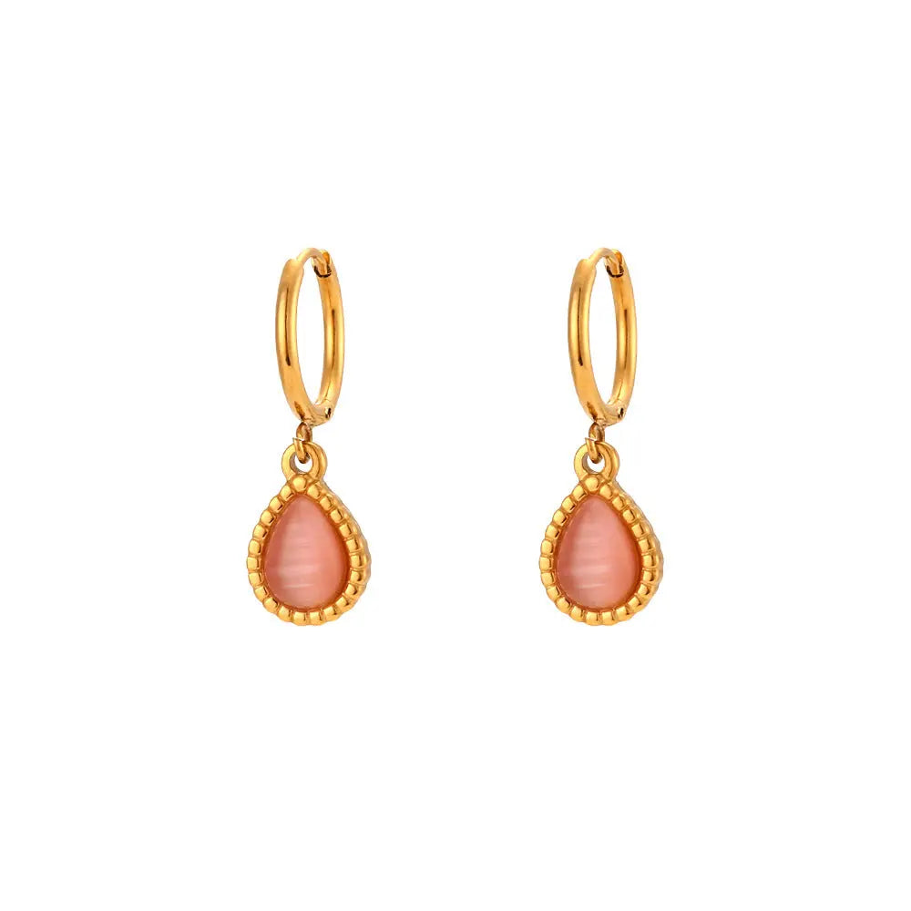 Fashion Minimalistic Water Drops Opal Eardrop Earring - Norellé