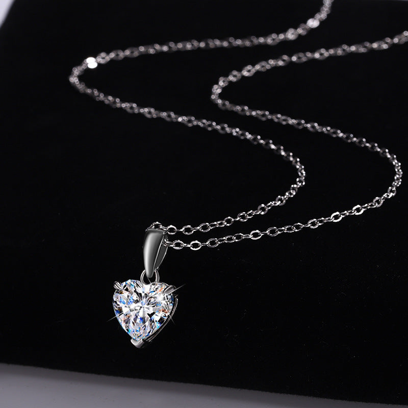 S925 Sterling Silver Moissanite Pendant Heart Necklace - Norellé