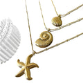 Stainless Steel Ocean Elements Cold Real Gold Electroplated Color Necklace - Norellé