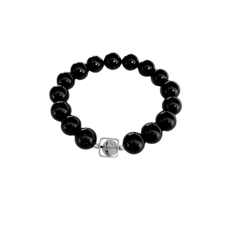 Fashion Obsidian With 925 Silver Couple Bracelet - Norellé