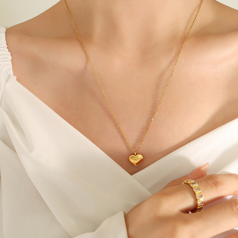 Heart Love Heart Couple Necklace 18K Real Gold Titanium Steel - Norellé