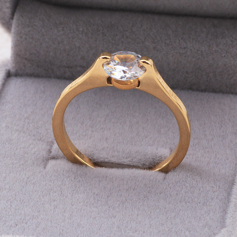 Fashion Diamond Ring Titanium Steel Ornament Simple Female Niche Jewelry Stainless Steel - Norellé