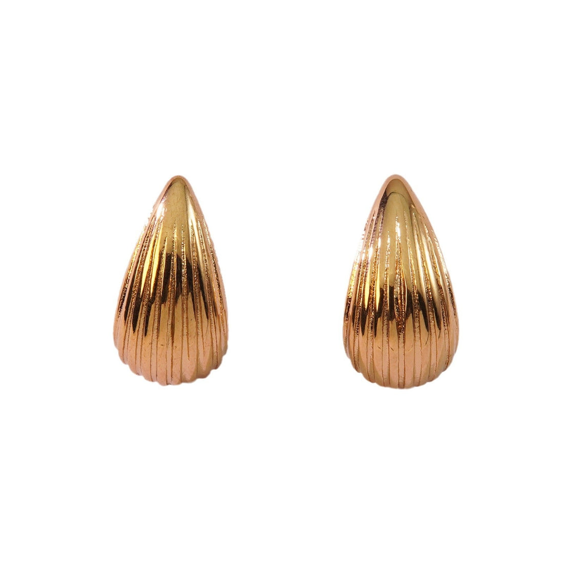 Exaggerated Advanced 18K Gold Stripes Water Drop Ear Studs Personality - Norellé
