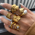 Titanium Steel No Fading Stainless Steel Pearl Ring - Norellé