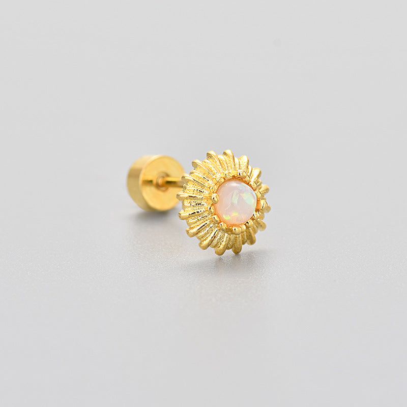 Flat-head Screw Twist Stud Earrings Opal Earrings - Norellé
