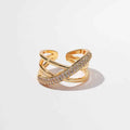 New European And American Zircon Three-layer Cross Ring For Women - Norellé