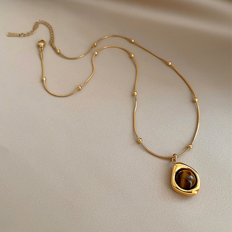 Autumn And Winter Maillard Beaded Tigereye Pendant - Norellé