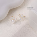 925 High-grade Three-petal Zircon Leaf Earrings - Norellé