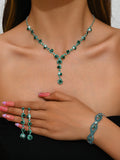 Fashion Crystal Necklace Ear Stud Bracelet Jewelry Accessories - Norellé