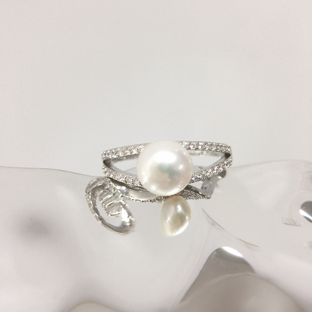 Simple AAA Zircon Natural Freshwater Pearl Ring - Norellé