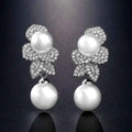 Retro Affordable Luxury Fabulous Pearl Earrings Female Fashion Simple Flower Zircon Ear Studs - Norellé