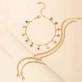 Simple Metal Flower Colorful Rose Pendant Tassel Anklet - Norellé