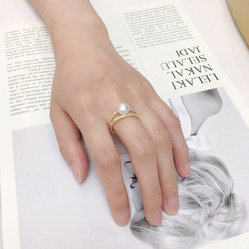 Simple AAA Zircon Natural Freshwater Pearl Ring - Norellé