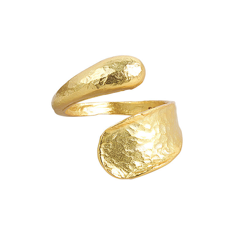 Irregular Concave And Convex Water Drop Gold And Silver Ring - Norellé