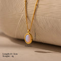 Stainless Steel Inlaid Opal Opal Pendant Plated 18K Gold Necklace - Norellé