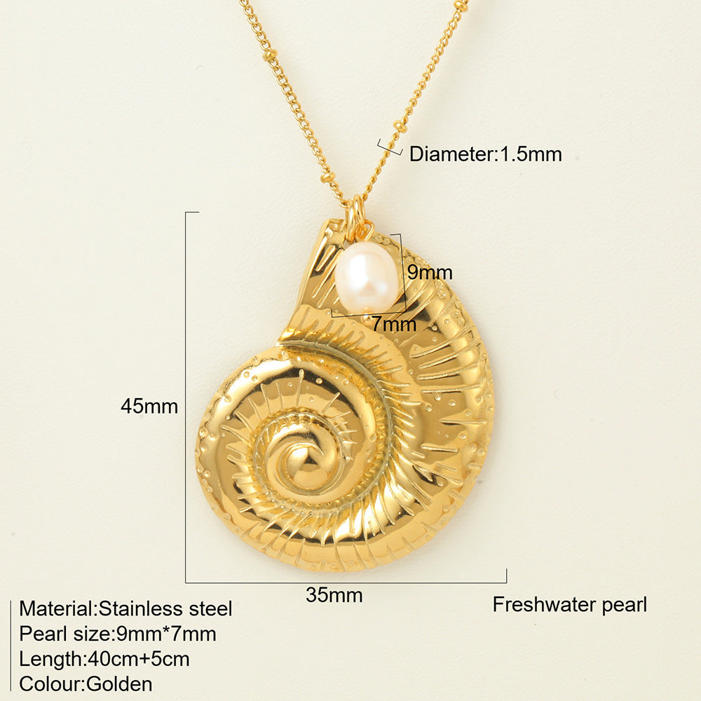Titanium Steel Conch Turtle Shell Retro Easy Matching Necklace - Norellé
