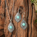 Fashion Turquoise Long Pendant Ear Rings Suit - Norellé