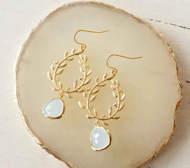 Irregular Temperament Emerald Wheat Ear Earrings - Norellé