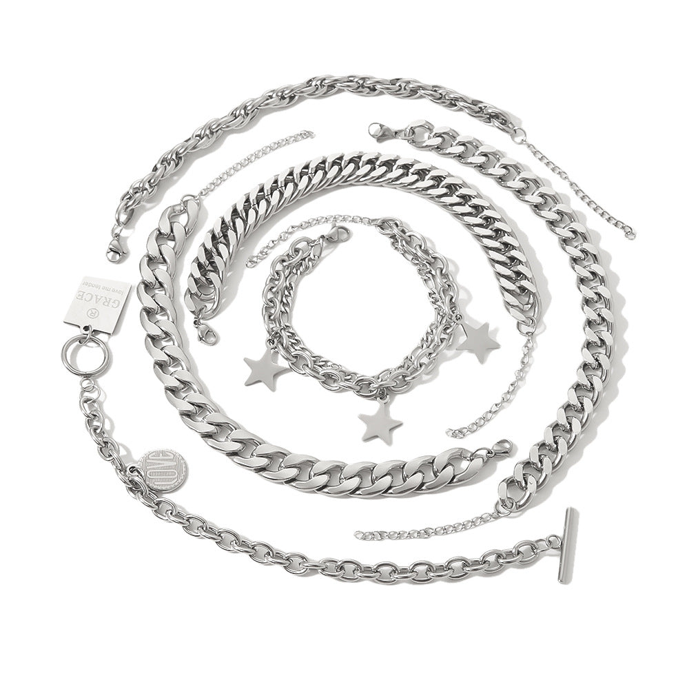 Fashion Unisex Style Retro Double-layer Five-pointed Star Chain - Norellé