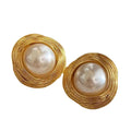 Mid-ancient French Irregular Texture Pearl Earrings - Norellé