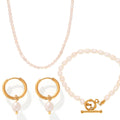 Baroque Freshwater Pearl Necklace Bracelet Earrings Ins Niche Sweet - Norellé