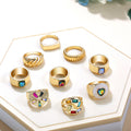 Colorful Crystals Oil Drop Peach Heart Crystal Ring - Norellé