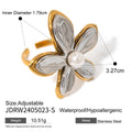 Stainless Steel Flower Pearl Ring Exaggerated High Sense - Norellé