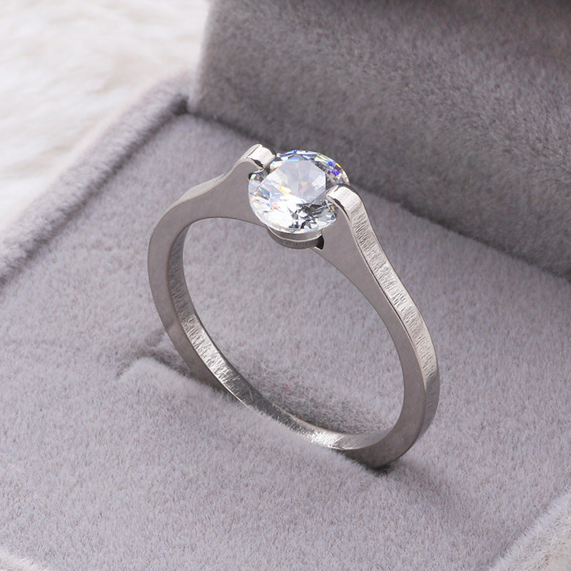 Fashion Diamond Ring Titanium Steel Ornament Simple Female Niche Jewelry Stainless Steel - Norellé