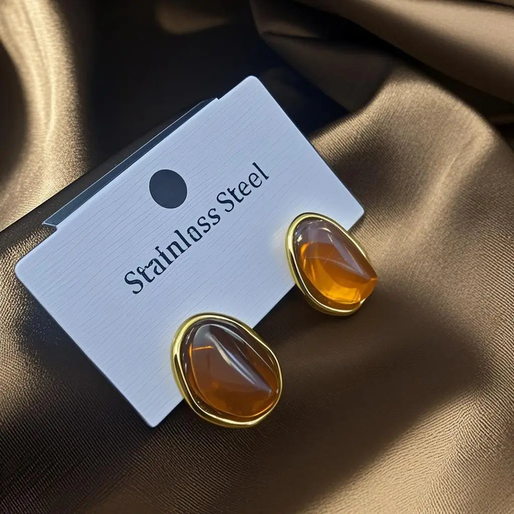 Oval Pearl Earrings Women’s Non-fading Titanium Steel