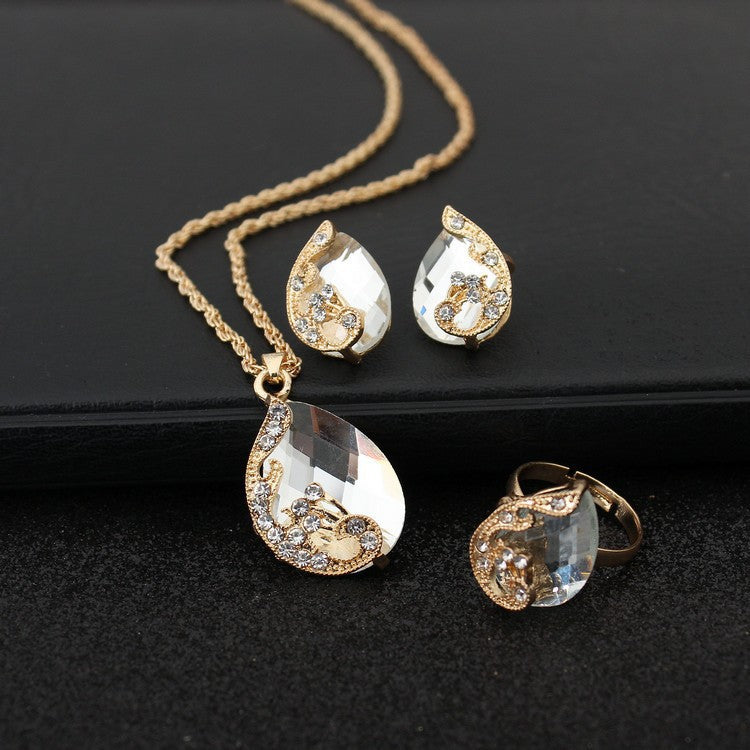 Geometric Gem Earrings Necklace Jewelry Suit - Norellé