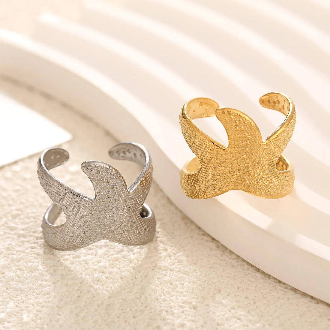 Female Exaggerated Fashionable Stainless Steel Hydraulic Ring - Norellé