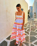 Contrast Color Cake Lace Printing Dress - Norellé