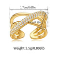New European And American Zircon Three-layer Cross Ring For Women - Norellé